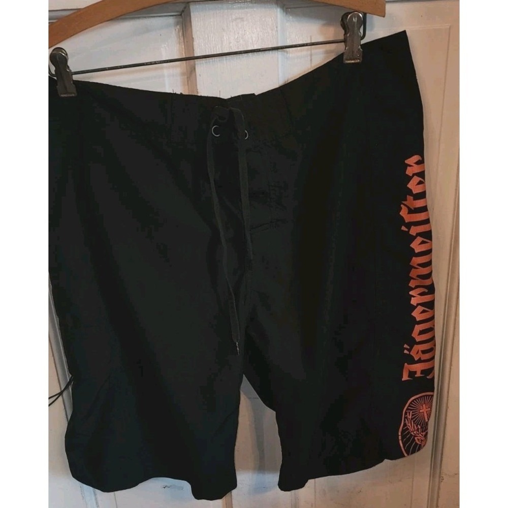 Jägermeister Swim Shorts Mens Large Orange Black Board Trunks Logo Pockets